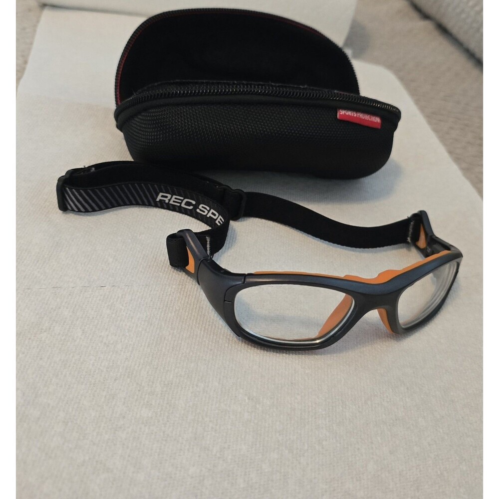 Rec Specs Athletic Goggles Frames RS-41 325 Matte Gray Orange Strap Back 52-18
